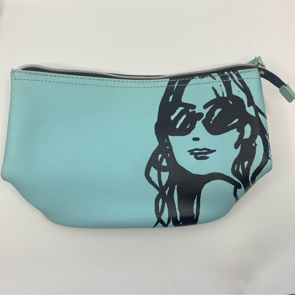 IZak blue seafoam zippered top multi compartment toiletry bag Dopp kit makeup